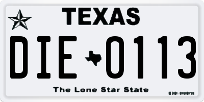 TX license plate DIE0113