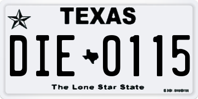 TX license plate DIE0115