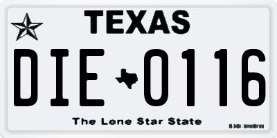 TX license plate DIE0116