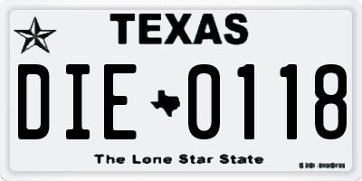 TX license plate DIE0118
