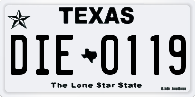 TX license plate DIE0119