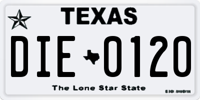 TX license plate DIE0120