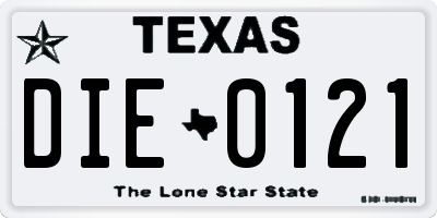 TX license plate DIE0121