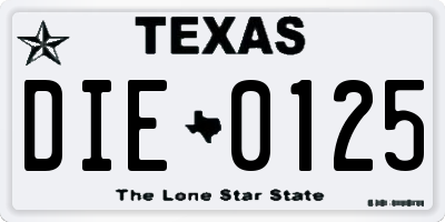 TX license plate DIE0125
