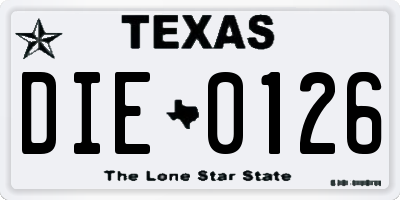 TX license plate DIE0126