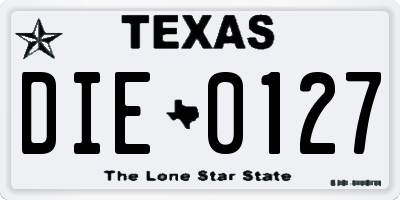 TX license plate DIE0127