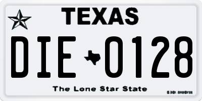 TX license plate DIE0128