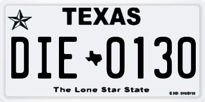 TX license plate DIE0130