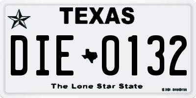 TX license plate DIE0132