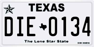 TX license plate DIE0134