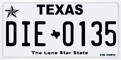 TX license plate DIE0135