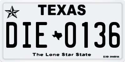 TX license plate DIE0136