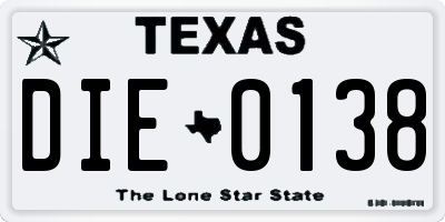 TX license plate DIE0138