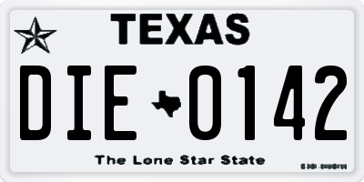 TX license plate DIE0142