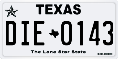 TX license plate DIE0143