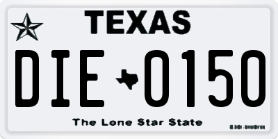 TX license plate DIE0150
