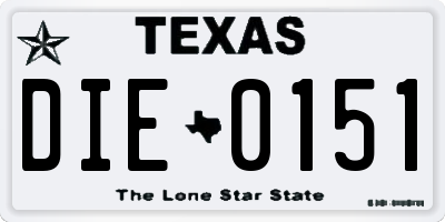 TX license plate DIE0151