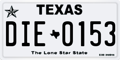 TX license plate DIE0153
