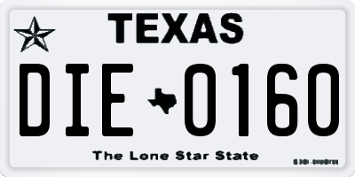TX license plate DIE0160