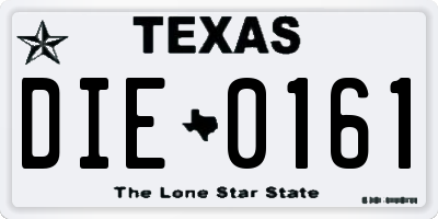 TX license plate DIE0161