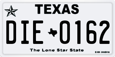 TX license plate DIE0162