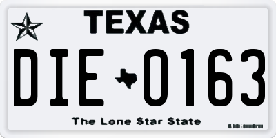 TX license plate DIE0163