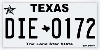 TX license plate DIE0172