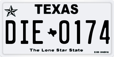 TX license plate DIE0174