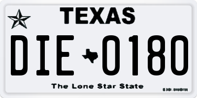 TX license plate DIE0180