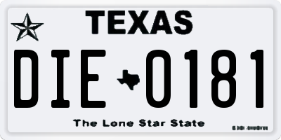 TX license plate DIE0181
