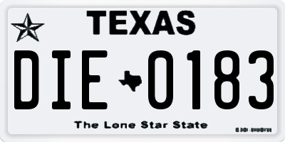 TX license plate DIE0183