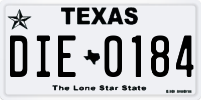TX license plate DIE0184