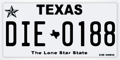 TX license plate DIE0188