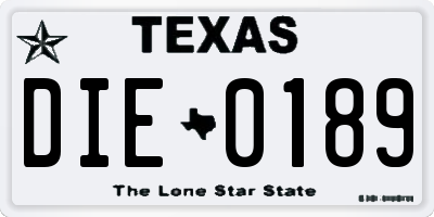 TX license plate DIE0189