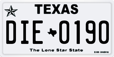 TX license plate DIE0190