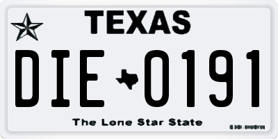 TX license plate DIE0191