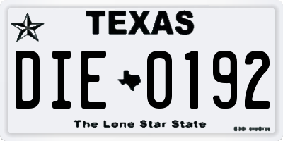 TX license plate DIE0192