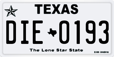 TX license plate DIE0193