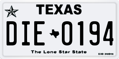 TX license plate DIE0194