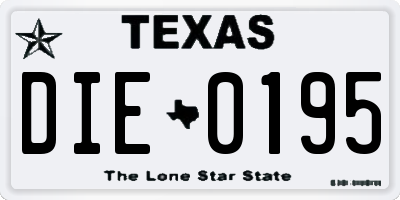 TX license plate DIE0195