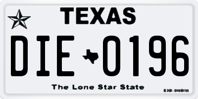 TX license plate DIE0196