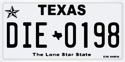 TX license plate DIE0198