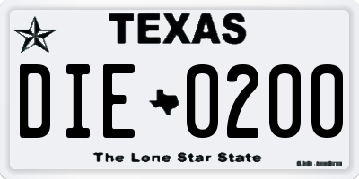 TX license plate DIE0200