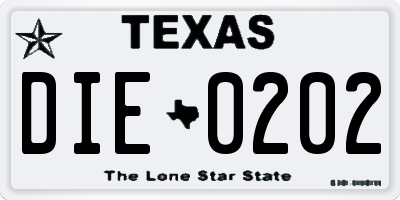TX license plate DIE0202