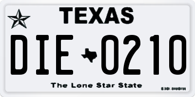 TX license plate DIE0210