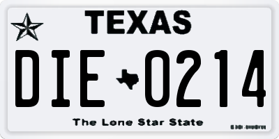 TX license plate DIE0214