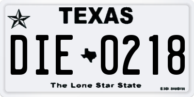 TX license plate DIE0218