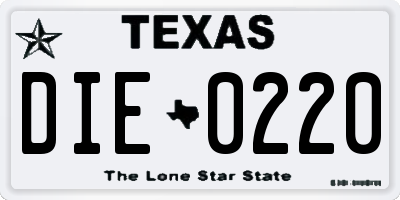 TX license plate DIE0220