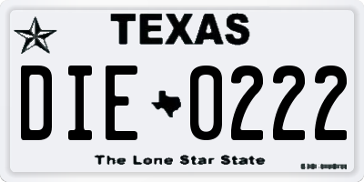TX license plate DIE0222