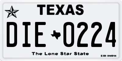 TX license plate DIE0224